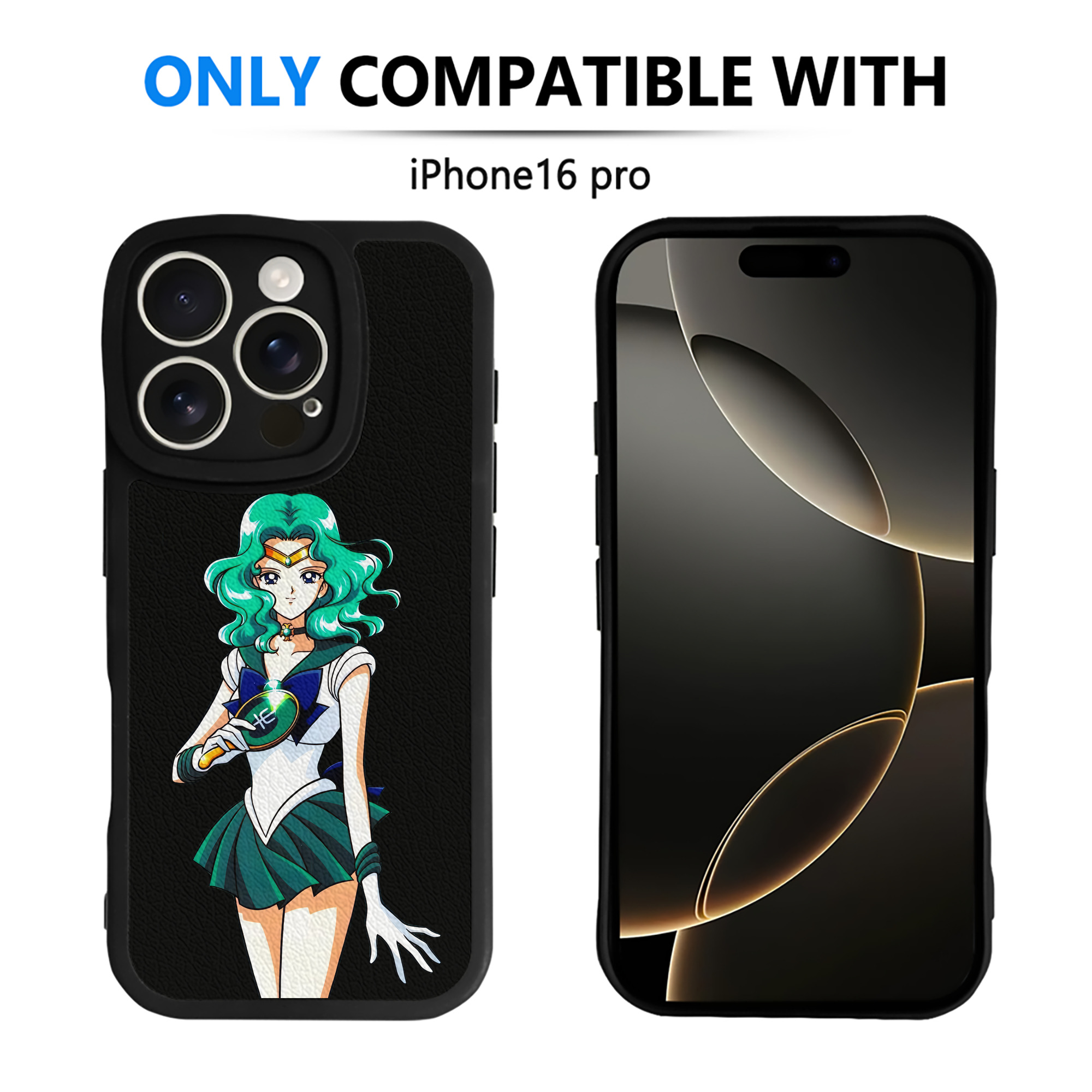 （画像用） 美少女戦士セーラームーン 海王 みちる（かいおう みちる） Sailor Moon Kaiou Michiru 【iPhone 16シリーズ対応】シリコンスマホケース（レザー調） 材質：シリコン